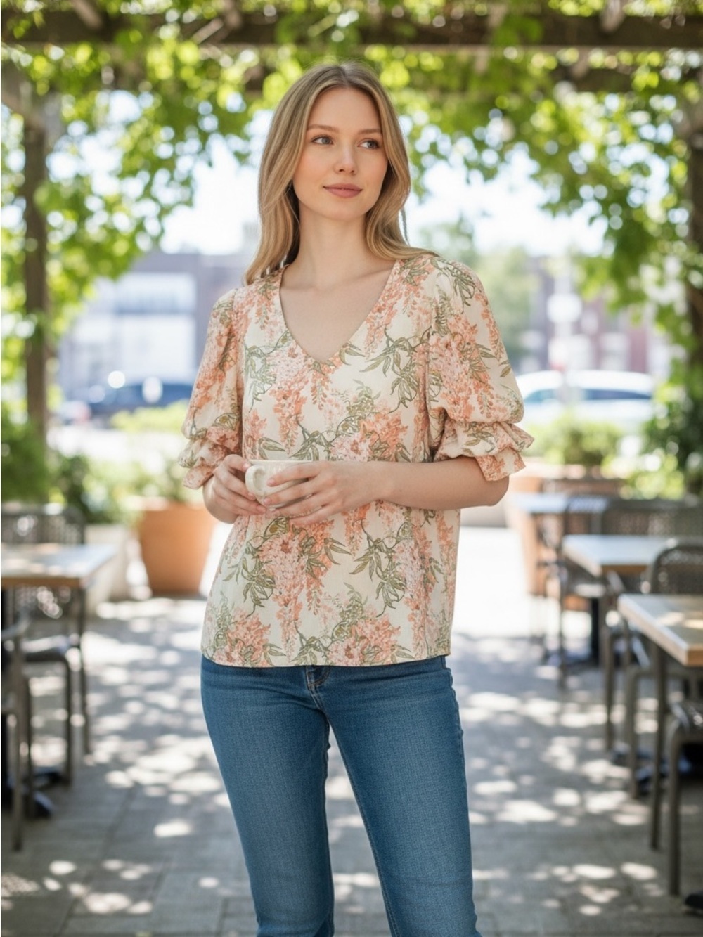 CeCe Floral Blouse 🌸 NWT | Size Medium | Retail $69